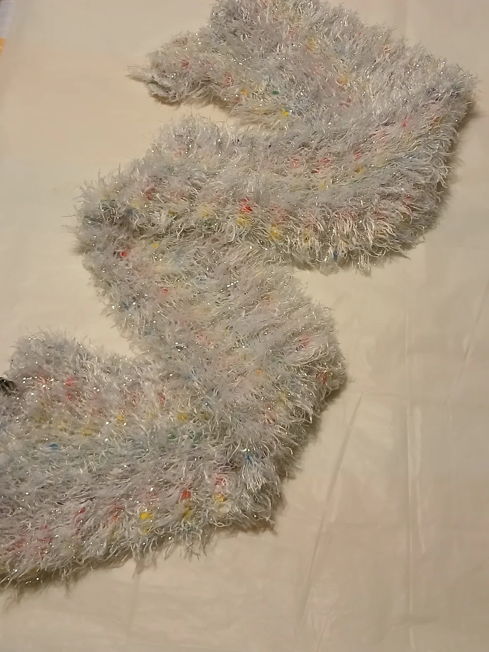 Plush Fuzzy White Multicolor Kids Scarf